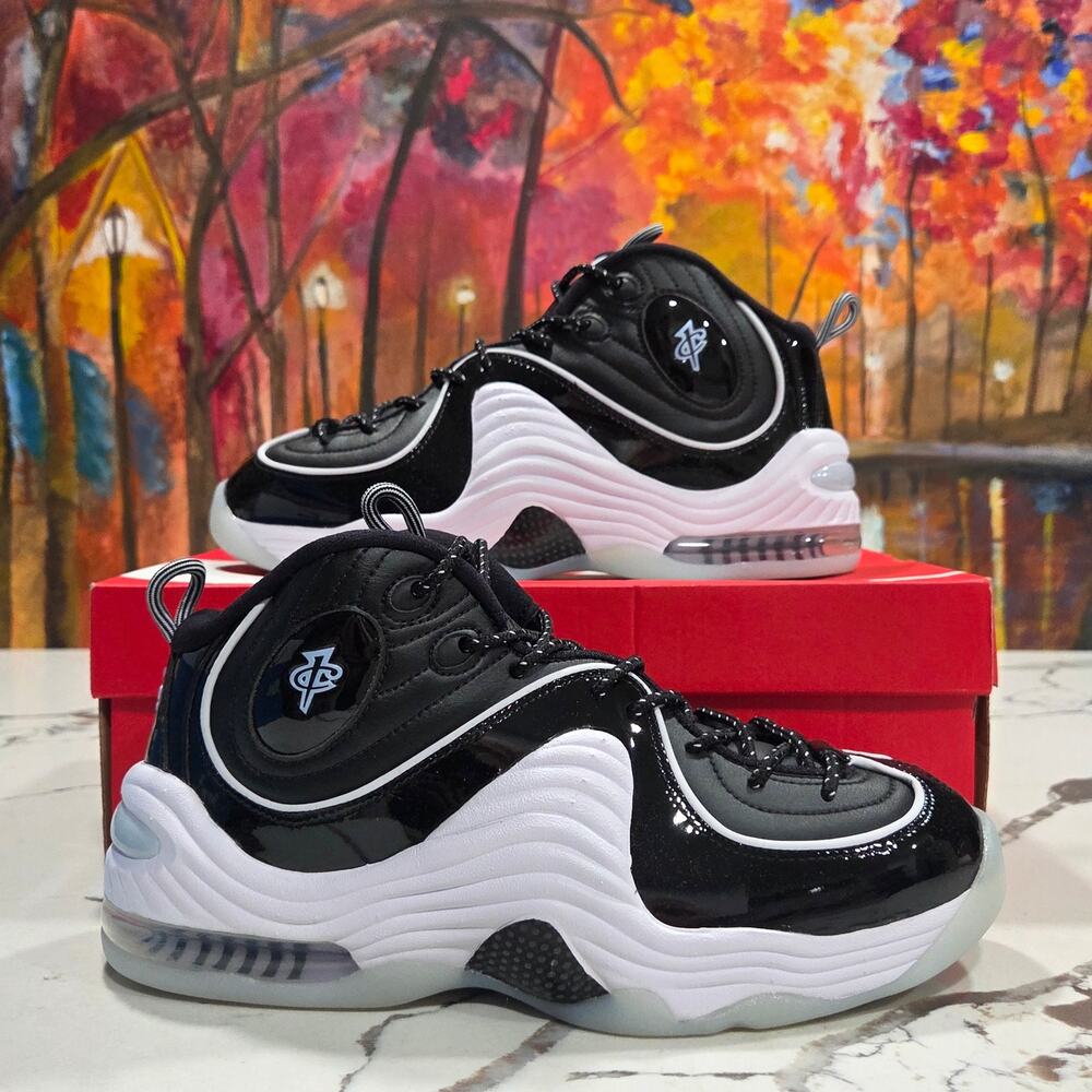 Nike Air Penny II Black Patent Football Grey Men's Size 9 DV0817-001